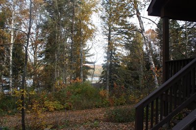 View of harbor from one cabin in the fall.